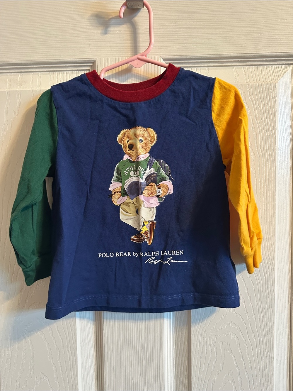 Polo by Ralph Lauren Navy Colorblock Polo Bear Long-Sleeve Tee
